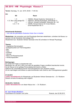 SS 2015 - HM - Physiologie: Klausur 2