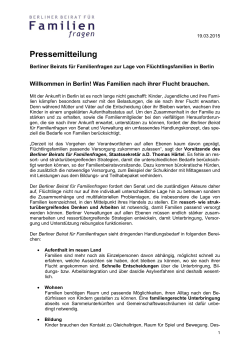 Pressemitteilung vom 19.03.2015 - Berliner Beirat für Familienfragen
