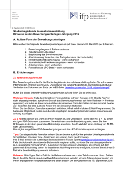 Hinweise zum Bewerbungsverfahren