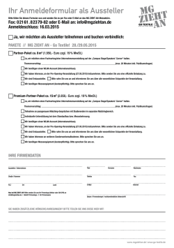 Ihr Anmeldeformular als Aussteller