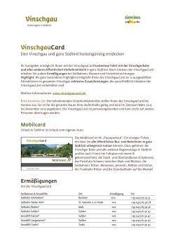 Weitere Informationen zur VinschgauCard