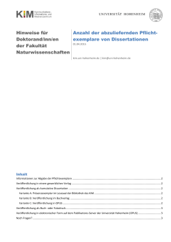 Hinweise für Doktorand/inn/en der Fakultät
