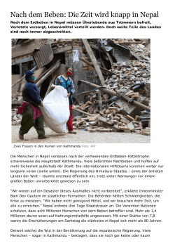 Nach dem Beben: Die Zeit wird knapp in Nepal