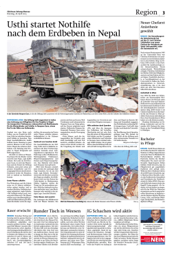 Usthi startet Nothilfe nach dem Erdbeben in Nepal
