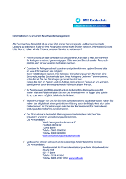 Informationen zum Beschwerdemanagement