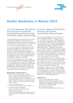 Vorschau Goethe Akademien in der 2. Jahreshälfte