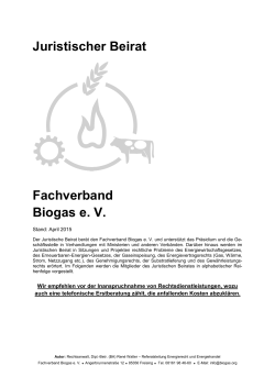 Juristischer Beirat Fachverband Biogas e. V. uristischer Beirat