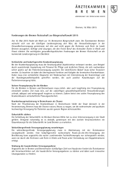Forderungen der Bremer Ärzteschaft zur Bürgerschaftswahl 2015