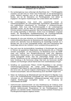 Forderungen der CDU-Fraktion für den 2. Flüchtlingsgipfel:
