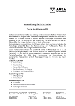 Handreichung zur Ausrichtung der FSK