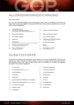 Informationen zu allergenen Zusatzstoffen