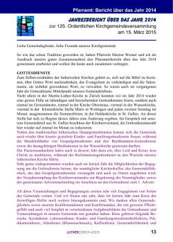 Jahresbericht Pfarramt 2014 - Evangelisch