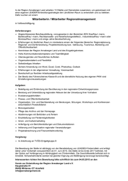 XX Ausschreibung Regionalmanager ab 01.06