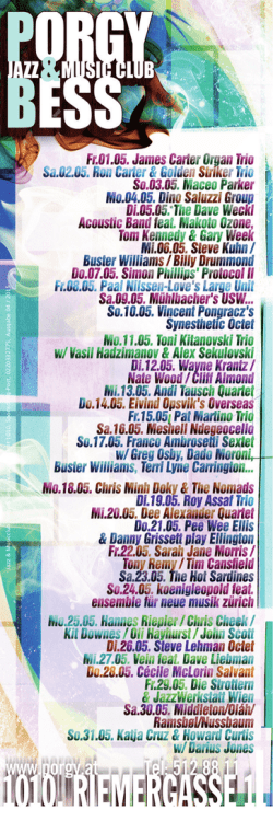 Jazz & Musicclub Porgy & Bess, Verlagspostamt 1010, Sponsoring