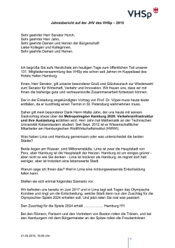 Jahresbericht auf der JHV des VHSp &ndash; 2015