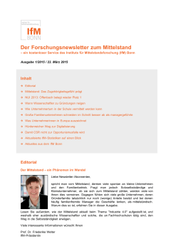 Newsletter des IfM-Bonn – Die Forschungsnews zum Mittelstand