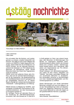 d`st&auml;&auml;g-Nochrichte Nr. 1 / 2015 - Werkst&auml;tte und Wohnheim Steig