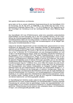 im April 2015 Sehr geehrte Aktion&auml;rinnen und Aktion&auml;re, gerne