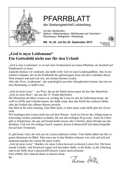 PFARRBLATT - Katholische Seelsorgeeinheit Mühlhausen