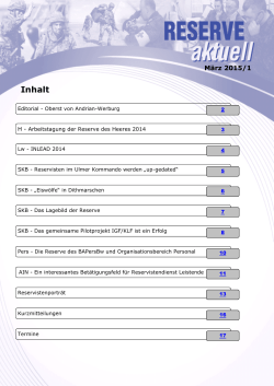 RESERVE aktuell 1/2015 ( PDF , 3,5 MB)