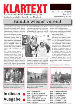 In dieser Ausgabe Familie wieder vereint