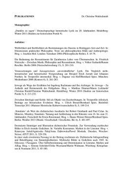 Dr. Christine Waldschmidt Monographie: &bdquo;Dunkles zu sagen