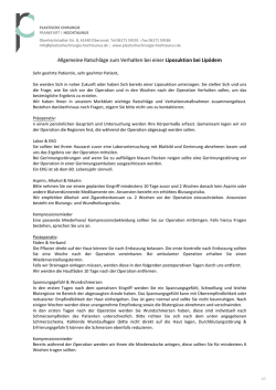 Allgemeine Ratschl&auml;ge zum Verhalten bei einer Liposuktion bei