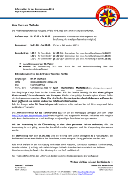 Information zum Sommercamp 2015