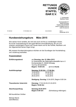 Hundeerziehungskurs März 2015