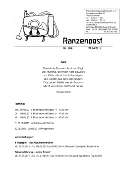 Ranzenpost April und Mai 2015 - Waldorfvereinigung Schwerin eV