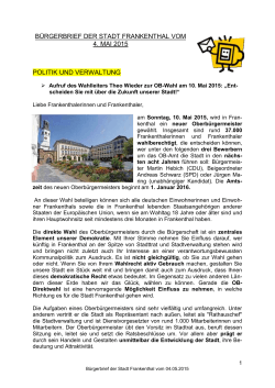 Bürgerbrief der Stadt Frankenthal vom 4. Mai 2015
