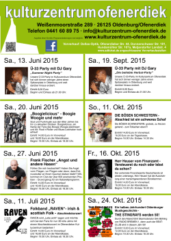 So., 11. Okt. 2015 Sa., 20. Juni 2015 Fr., 16. Okt. 2015 Sa., 27. Juni