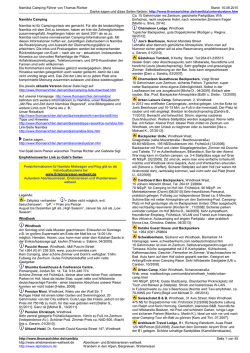 PDF-Datei mit Namibia Camping Informationen, Stand 01.06.2015