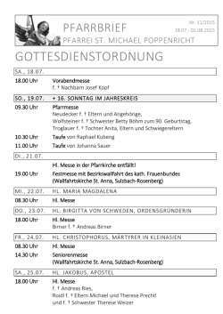 PFARRBRIEF - Kath. Pfarrei St. Michael | Poppenricht