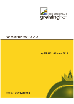 Kursprogramm Sommer 2015 - Bildungshaus Greisinghof
