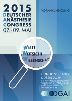 Vorankündigung - Deutsche Anästhesiecongress 2015