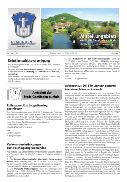 Mitteilungsblatt Nr. 7 vom 13.02.2015