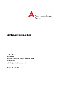Rentenanpassung 2015 - bei der Arbeitnehmerkammer Bremen