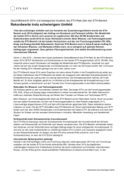 Medienmitteilung ETH-Rat vom 4. Mai 2015