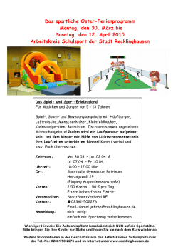 Das sportliche Ferienprogramm Ostern2015 - Dietrich