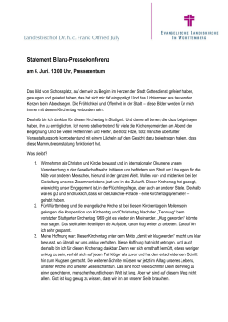 Statement Bilanz-Pressekonferenz - Evangelische Landeskirche in