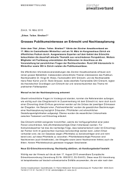 Grosses Publikumsinteresse an Erbrecht und Nachlassplanung