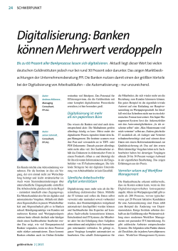 Digitalisierung: Banken k&ouml;nnen Mehrwert verdoppeln