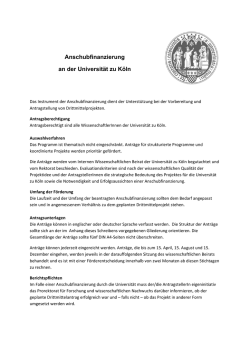 Informationen zur Anschubfinanzierung der Universit&auml;t zu K&ouml;ln