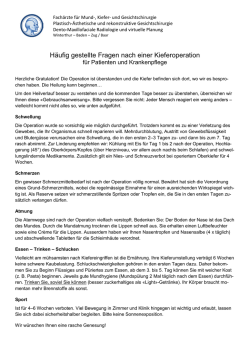 H&auml;ufig gestellte Fraghen nach einer Kieferoperation