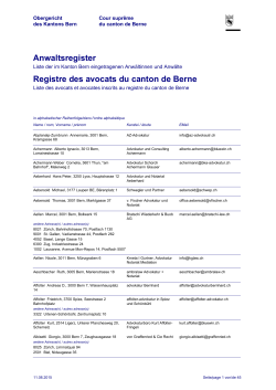 Anwaltsregister Registre des avocats du canton de