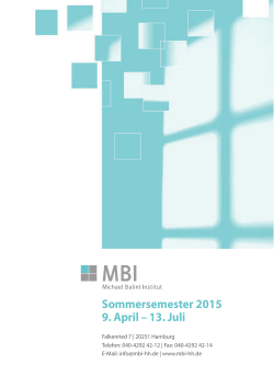 Sommersemester 2015 9. April – 13. Juli - Michael-Balint