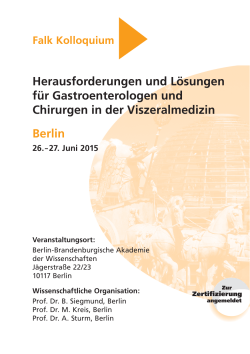 Falk Kolloquium 2015 - Gastroenterologie, Infektiologie und