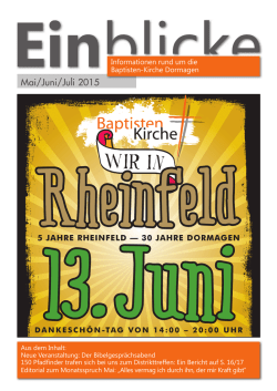 Einblicke Mai - Juli 2015 - Baptisten