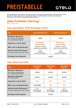 otelo Preisliste (Vertrag)